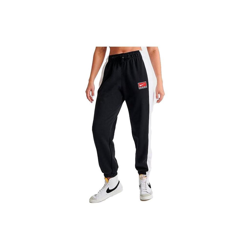 Nike Sportswear Team Logo Spliced Contrast Cuff Loose Joggers Women Bottoms Black DQ6603-010
