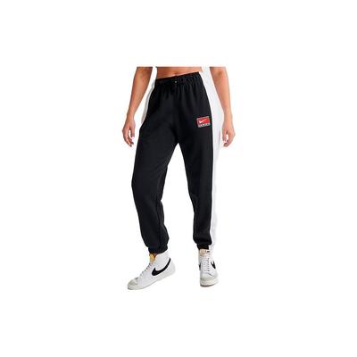 Ropa Deportiva Logotipo de Equipo Empalmado Puño de Contraste Joggers Sueltos Pantalones para Mujer Negro DQ6603-010