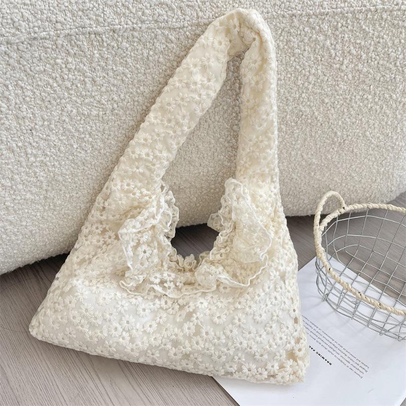 53 Summer Fairy Gas Lace Daisy Canvas Bag Women's New Trendy Shoulder Bag Shopping Bag