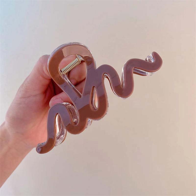 

Модные ацетатные заколки-крабы для волос волнистой формы цвета желе для женщин корейские красочные большие геометрические заколки-крабы для волос аксессуары для волос