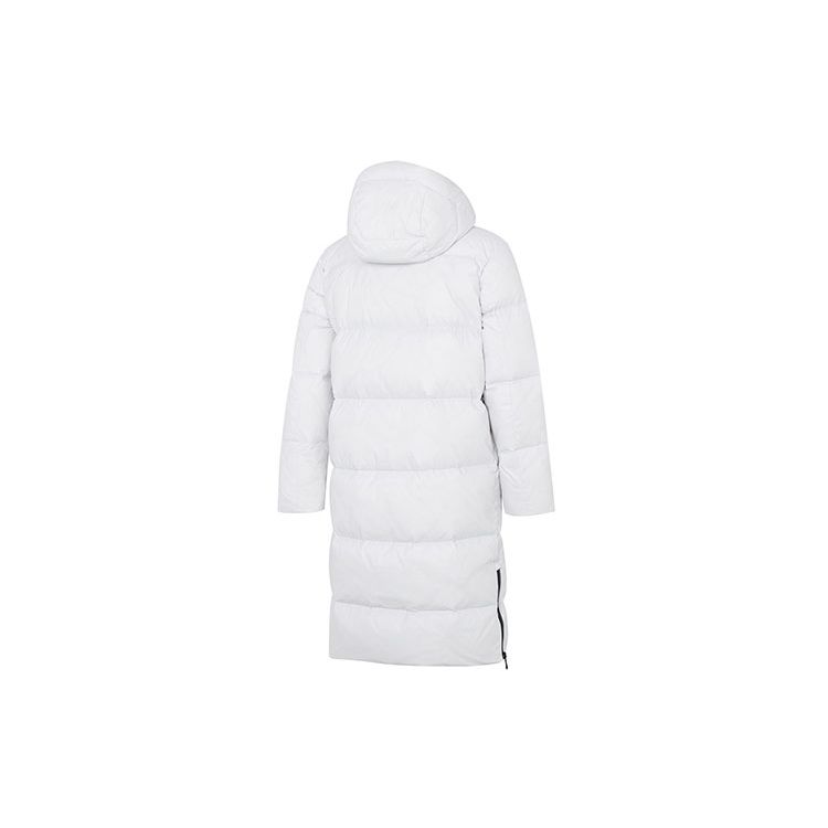 Under Armour Down Puffer Parka Solid Logo Print Sports Casual Long Down Jacket Women Outerwear White 1375454-100