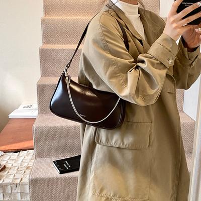 Niche High-end Underarm Bag Chain Baguette Bag Women's Bag 2025 New Simple Retro Shoulder Messenger Bag