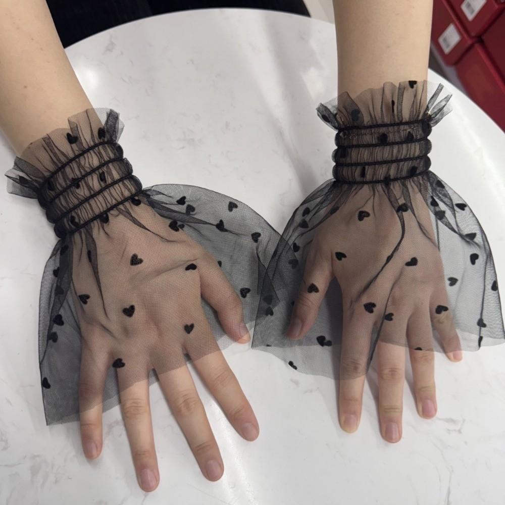 Short Polka Dot Fake Sleeves Sweet Fake Pleated Cuff All-match Nail Art Sleeves Social Media