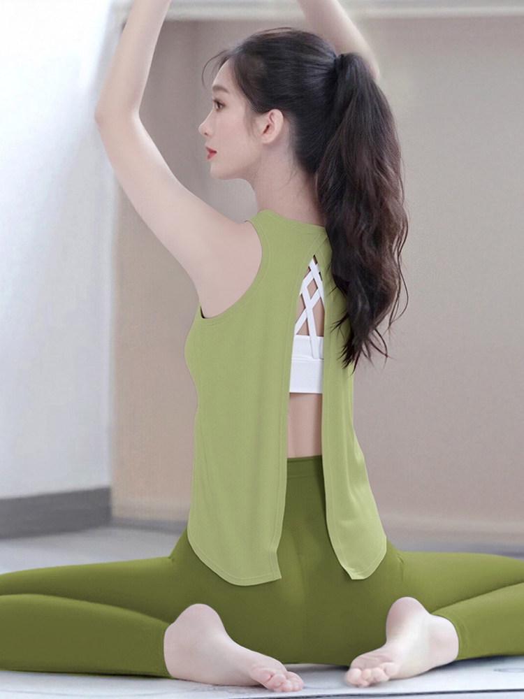 Women's Loose Back Yoga Cover-Up: 2026 Pilates Training Top & Fitness Set
