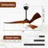 Sofucor Solid Wood  Ceiling Fan with LED Light, Remote Control, DC Power Supply, 132 cm, Timer, For Bedroom and Living Room