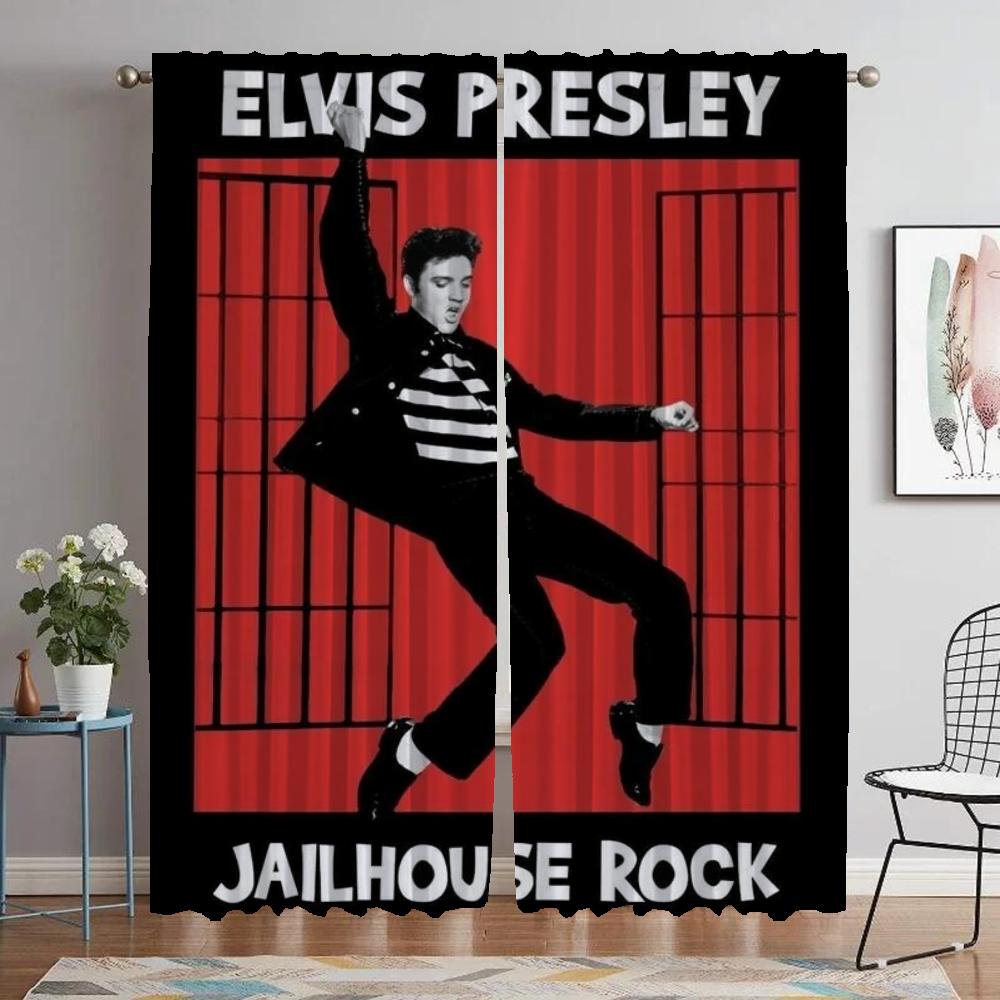 

Шторы Элвиса для спальни, затемняющие шторы для комнаты, 2 панели, украшение на Хэллоуин, шторы для домашнего интерьера, перегородки-ширмы для гостиной W50xH70cmx2pcs-CL