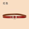 Ladies Belt With Crystal Diamond Square Buckle Decorative Belt Women'S Leather Smooth Buckle Belt