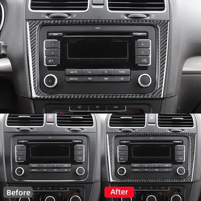 For Volkswagen Golf 6 Gti R MK6 2008-2012 Carbon Fiber Auto Central Control CD Panel Frame Decoration Stickers Car Accessories
