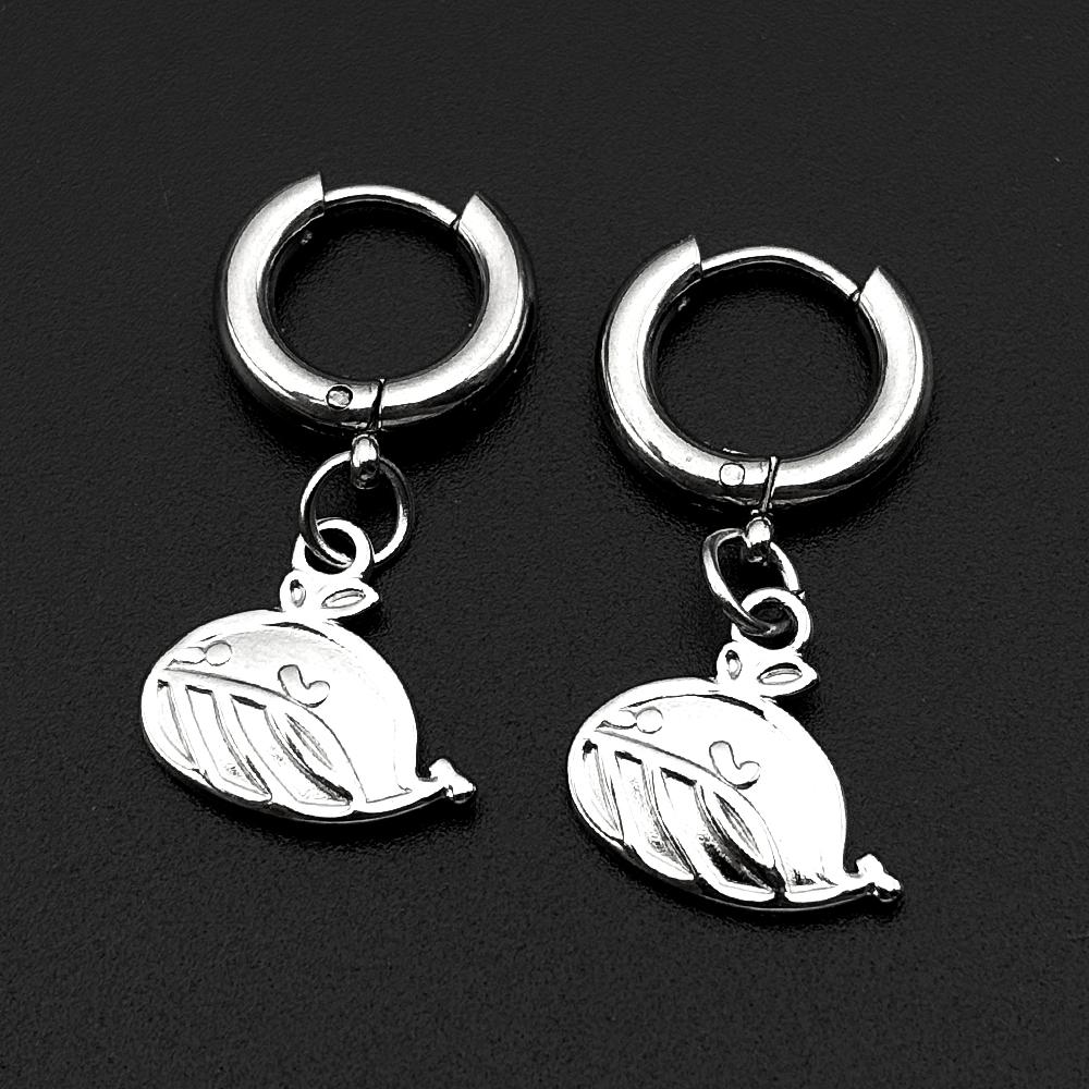 Cute Cartoon Whale Dangle Hoop Earrings For Women Men Stainless Steel Ocean Animal Drop Earring Daily Jewelry Accessory