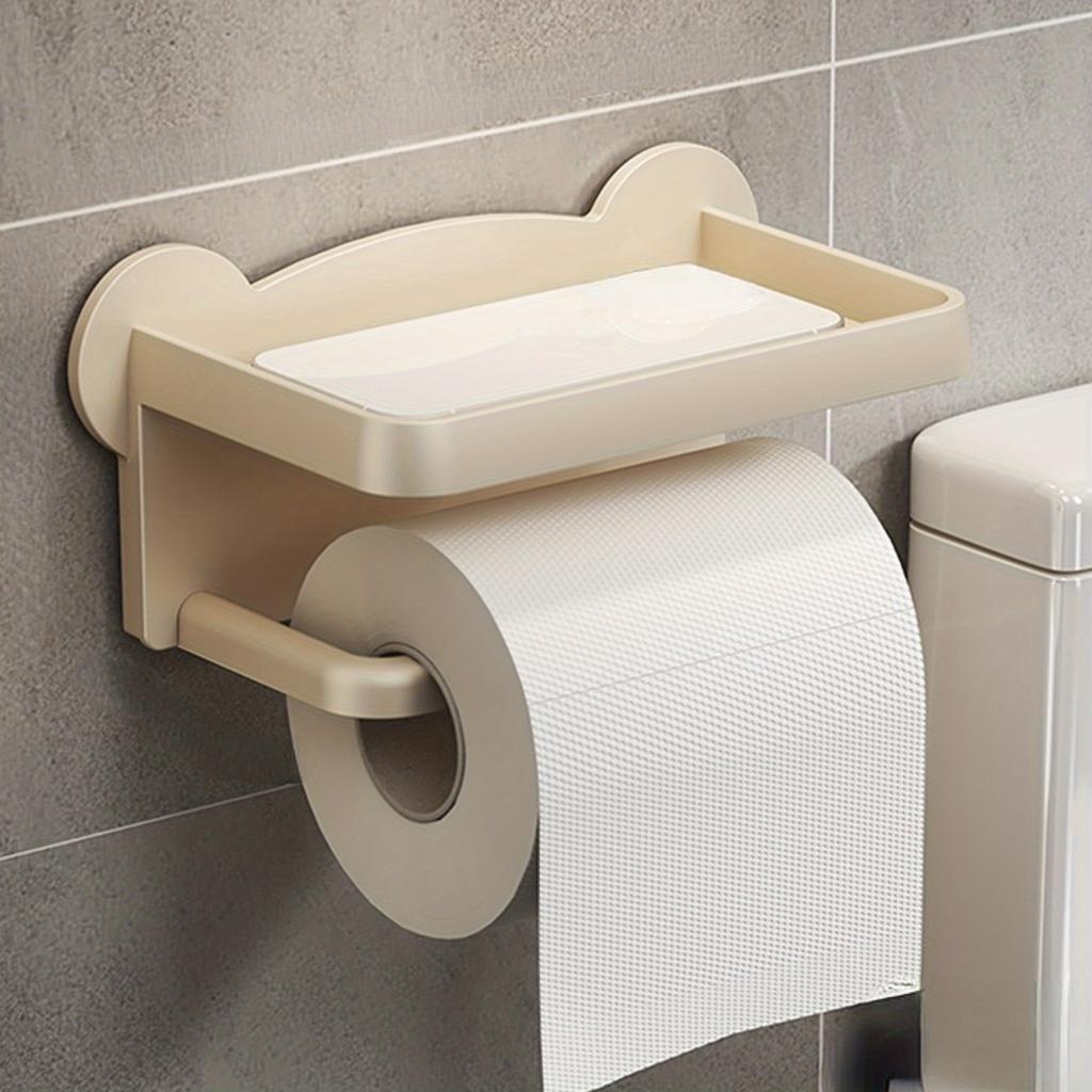 Punch Free Wall Mounted Tissue Storage Rack Paper Roll Shelf Holder Restroom Box Shelve Multi Functional Phone Placement Toilet
