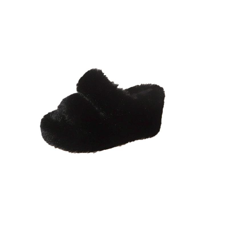 

Высококачественные пушистые тапочки женские для улицы новая осенне-зимняя мода домашние на танкетке толстая подошва 40