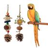 Bird Chew Toy Pine Cone Design Hook with Lanyard Bite-Resistant Easy To Hang Relieve Boredom Natural Pet Parrot Bird Chewing Toy with Rattan Ball Pet