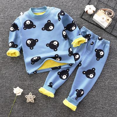 Winter Children's Clothing Thermal Underwear Set Plus Velvet Baby Boys Thicken Girl Clothes Kids Pajamas Suit
