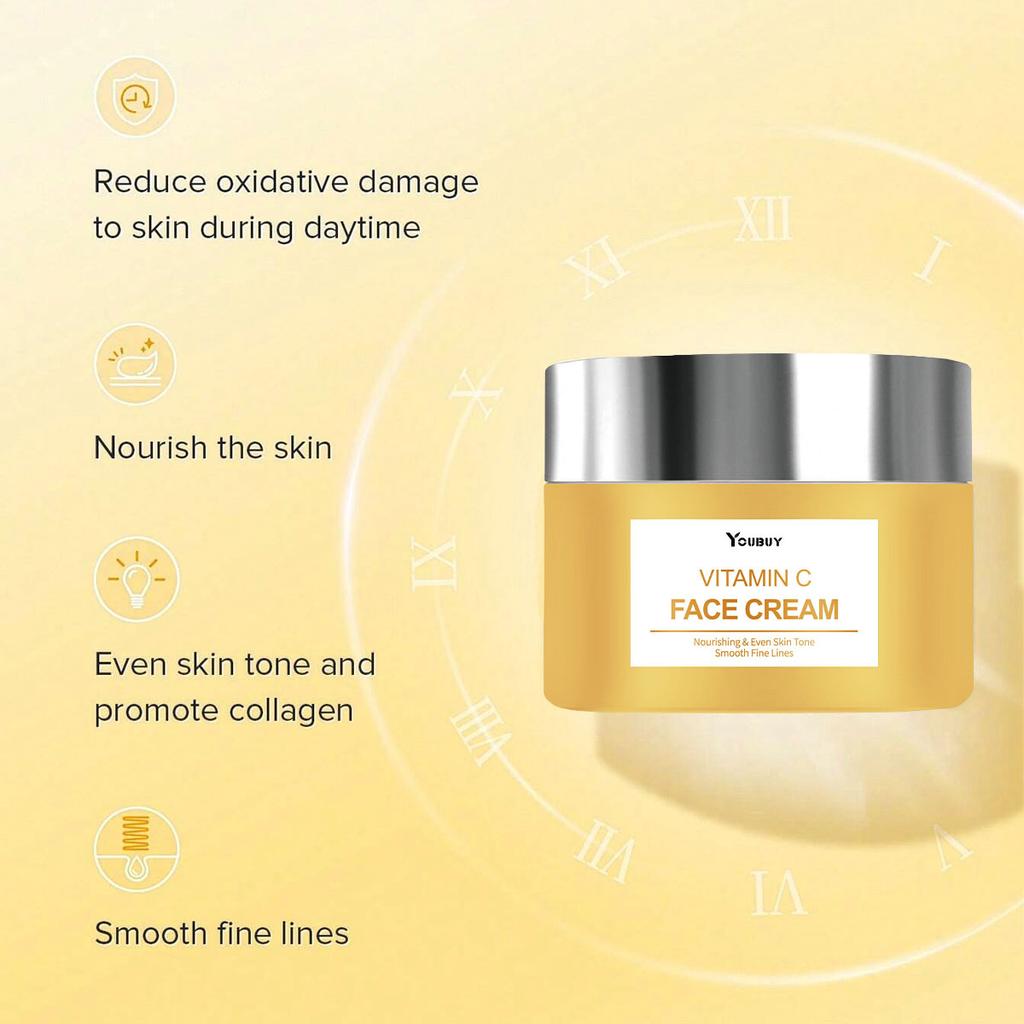 Vitamin C Skin Brightening Cream Moisturizing Firming Fade Fine Lines Improving Dull Facial Care Cream