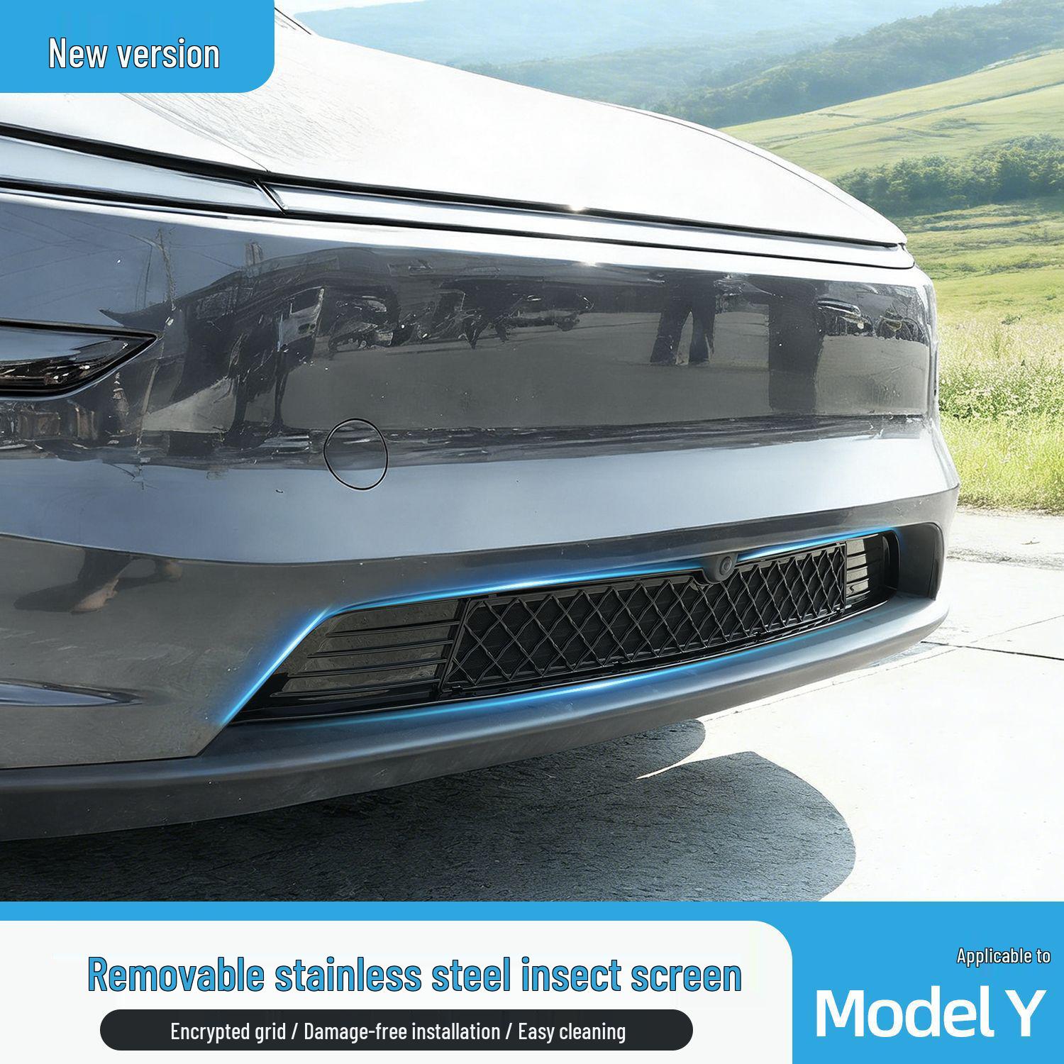 Tesla Model Y/3 Anti-Insect Radiator Grille Net Accessory 19-22 Model 3 Matte Black