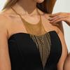 Salircon Exaggerated Trendy Design Woven Mesh Chain Clavicle Chain Multilayer Long Tassel Women Necklace Geometric Chain Jewelry