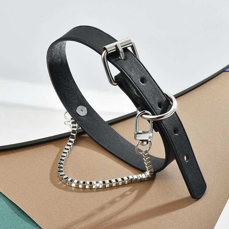 Collar Punk Box Chain Collar Punk Titanium Steel Chain Collar Rock Women'S Head Leather Necklace