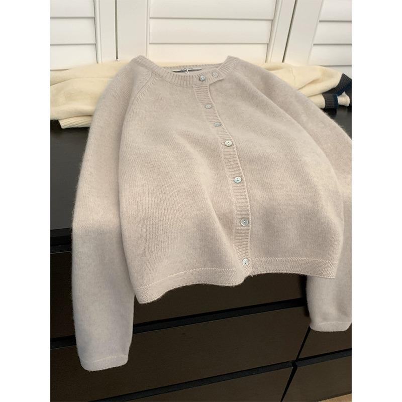 

Короткий вязаный кардиган из енотового бархата, женский осенне-зимний, ленивый, маленький шерстяной зимний свитер-жакет с топом one size fits all абрикосовый