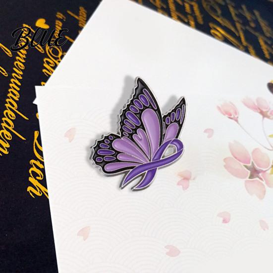 Cardigan Brooch Women Enamel Butterfly Design Healing Ribbon Pin Dripping