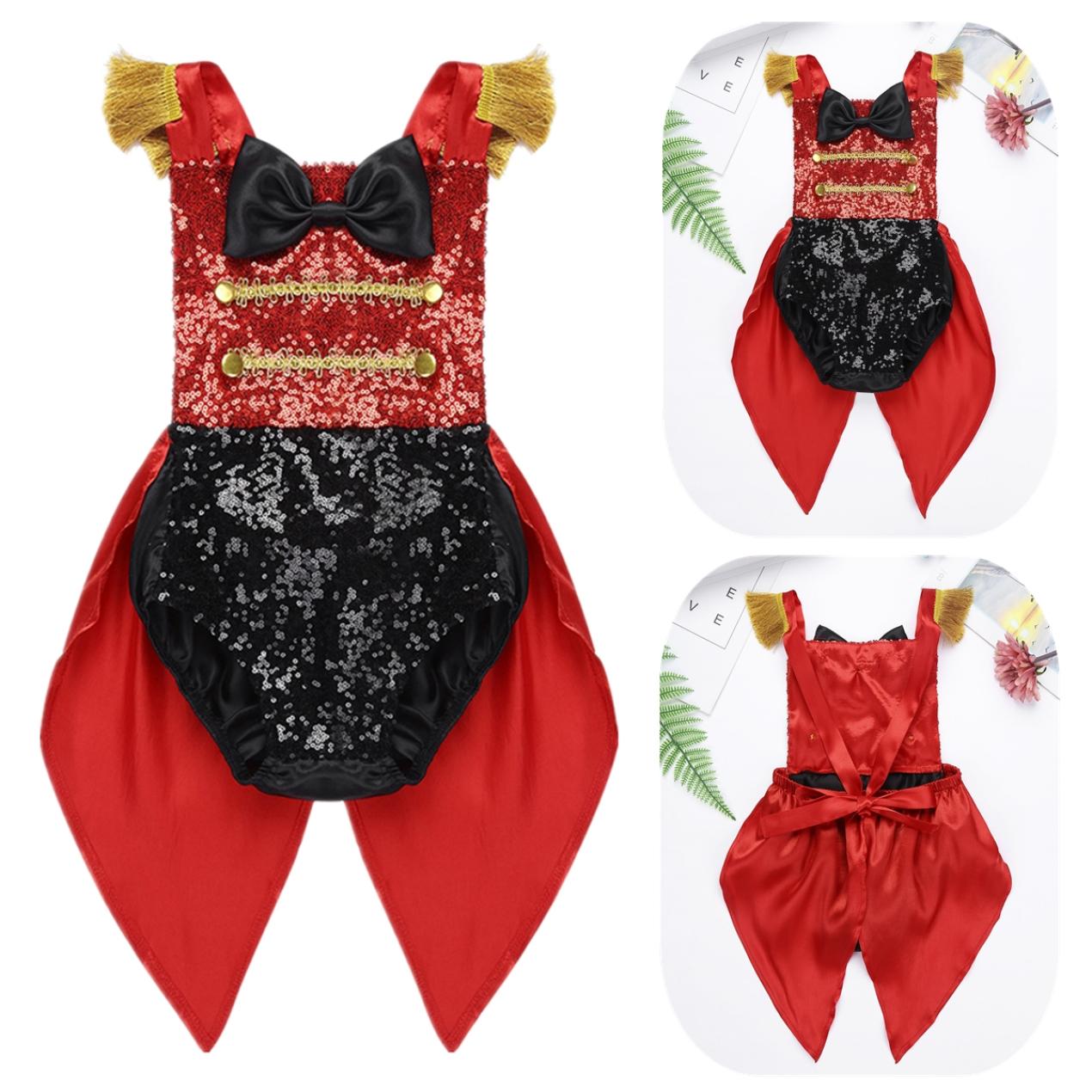 

Костюм Рингмастера для Маленьких Девочек, Комбинезон Без Рукавов с Пайетками и Бантом для Хэллоуина, Косплея, Вечеринки, Переодевания 18-24 Months