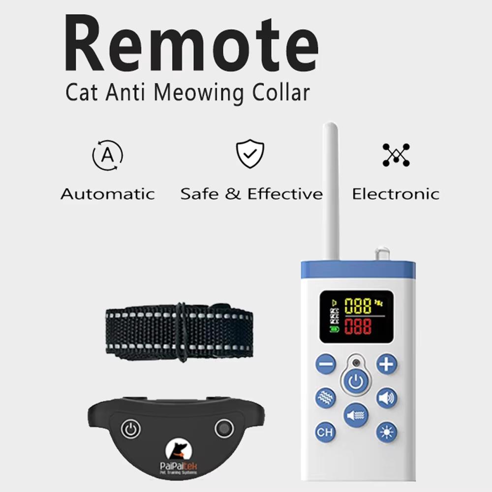 2026 NUOVO Collare Anti-Miao per Gatti, Collare Senza Scossa per Gatti con Telecomando, Collare di Addestramento per Gatti, Controllo Remoto/Anti-Miao Automatico per Gatti