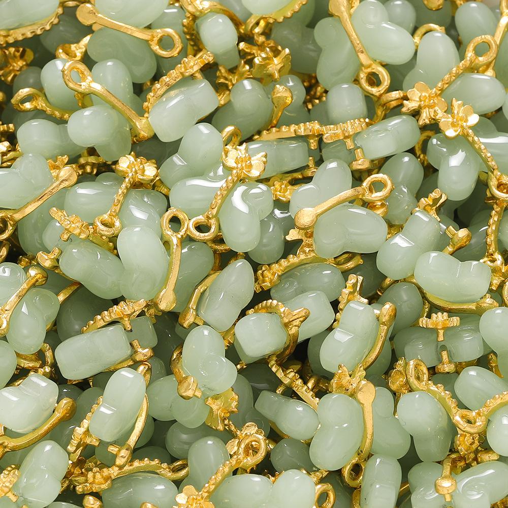 

2 шт. стеклянный сплав инкрустированный нефритовый кулон с пряжкой безопасности облачный замок кулон ручной работы браслет ожерелье антикварные аксессуары для одежды