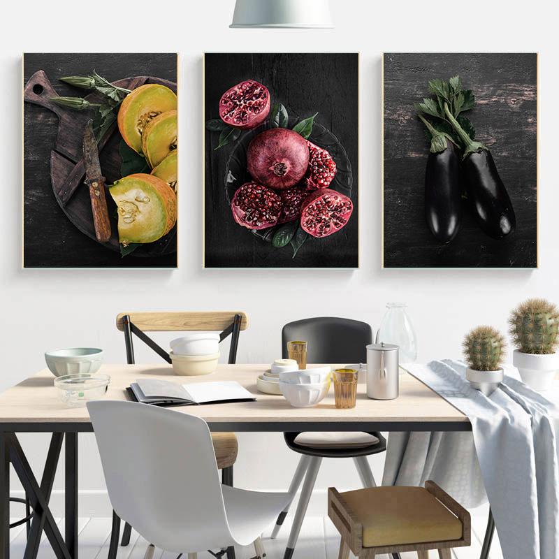 Food Kitchen Poster Pomegranate Blueberry Wall Art Canvas Print Painting Picture Nordic Restaurant Home Decoration Mural Cuadros