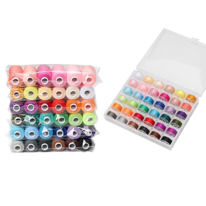 36-Color Polyester DIY Sewing Thread Set - 400 Yards with Bobbins