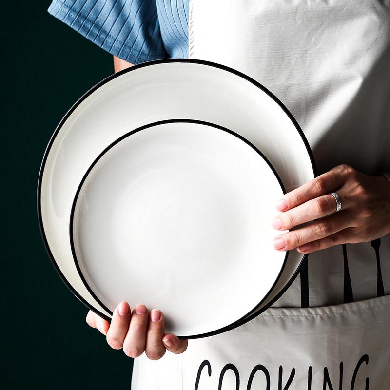 Nordic Western Style Ceramic Plates - Pure White Series for Household or Hotel Use