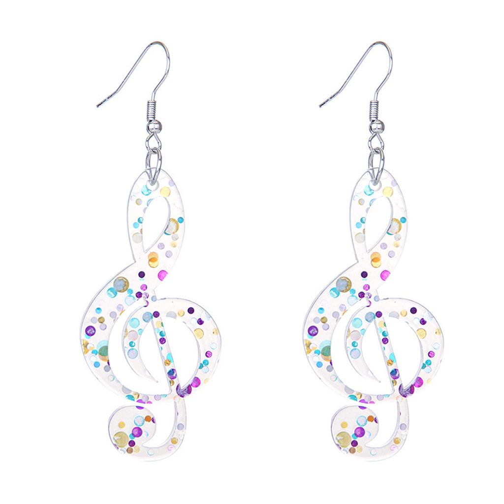 Black Acrylic Pendant Earrings Colorful Musical Notes Studs Earrings Fashionable Statement Jewelry for Women Girls