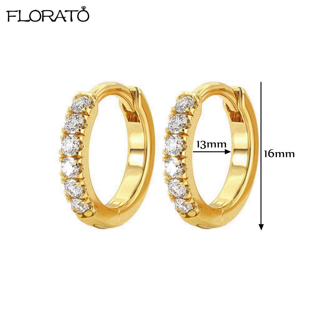 925 Silver Needle Crystal 9mm Small Hoop Earrings for Women Minimal Huggie Earrings Colorful Zircon Piercing Earrings Jewelry