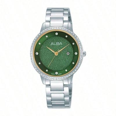 ALBA Women' Quartz Stone Watch, Diamond Studded Casual Minimalist Watch, Crystal Glass dial,Gift for Lover AH7W27X1