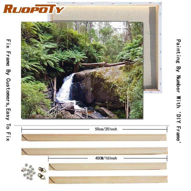 RUOPOTY DIY Painting By Numbers Acrylic Paint By Numbers Landsacpe Oil Painting Modern Wall Art Canvas Painting 40x50CM With DIY Frame