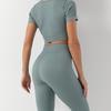 High Waist Women Yoga Pants Stretchy Seamless Leggings Gym Fitness Exercise Sports Clothes Solid
