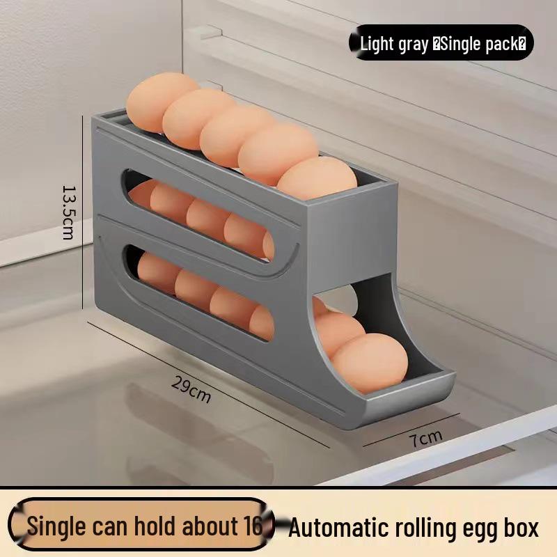 4-Layer Slide Egg Storage Box for Refrigerator Door - Large Capacity Automatic Egg Roller