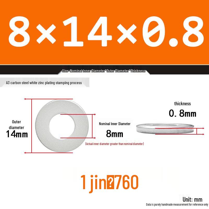 Extra Thick Galvanized Iron Flat Washer, Round, M3-M62