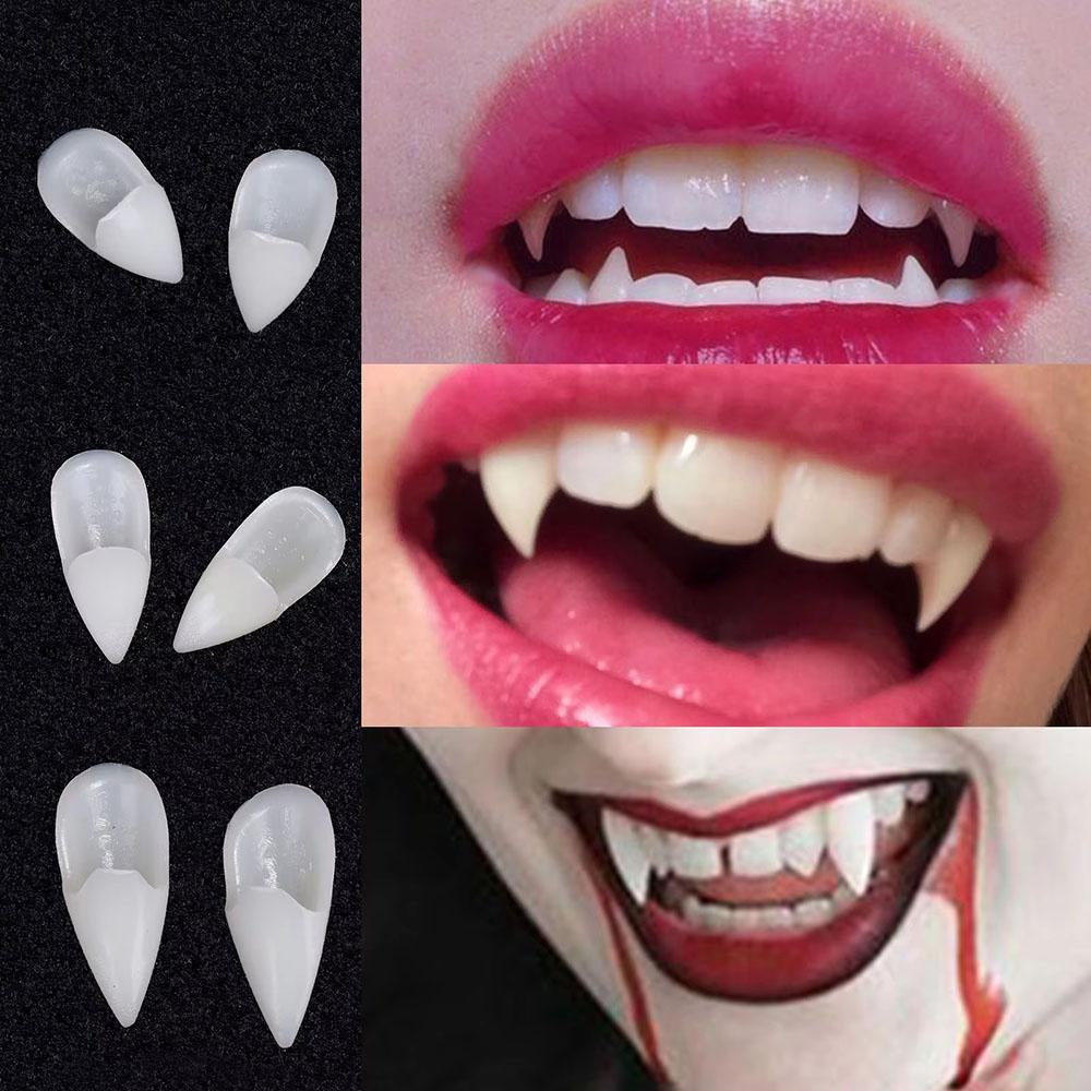 Halloween Decoration Vampire Teeth,1.3-1.9cm Fangs Dentures,False Fangs With Denture Adhesive,Halloween Cosplay Costume Props
