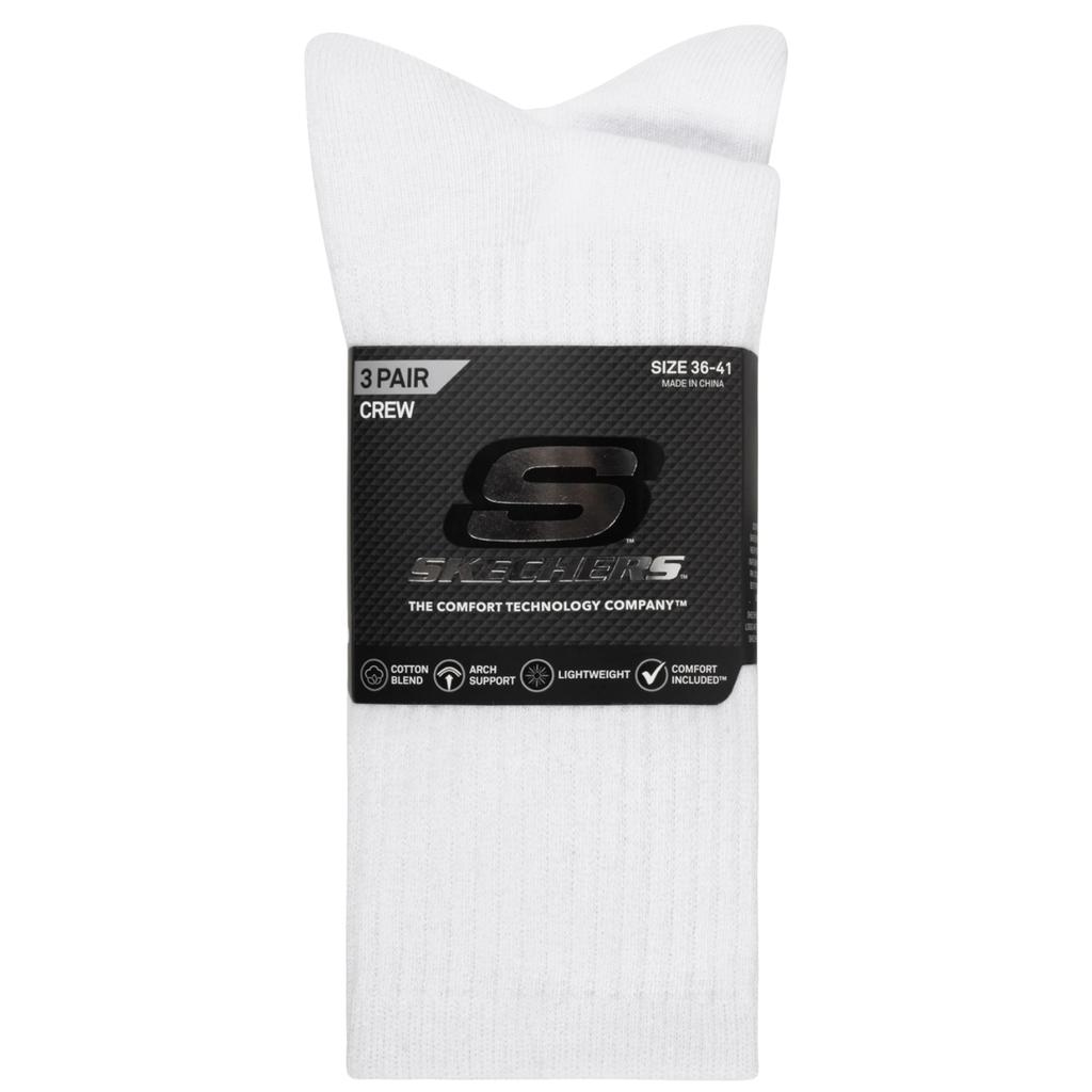 Skechers 3pk Unisex Non Terry Crew, Unisex white Socks