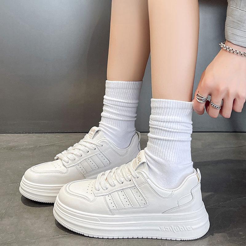 Leather Little White Shoes Children Spring and Summer New Thick-soled Heightening Board Shoes Students Versatile Casual Sports Shoes Women
