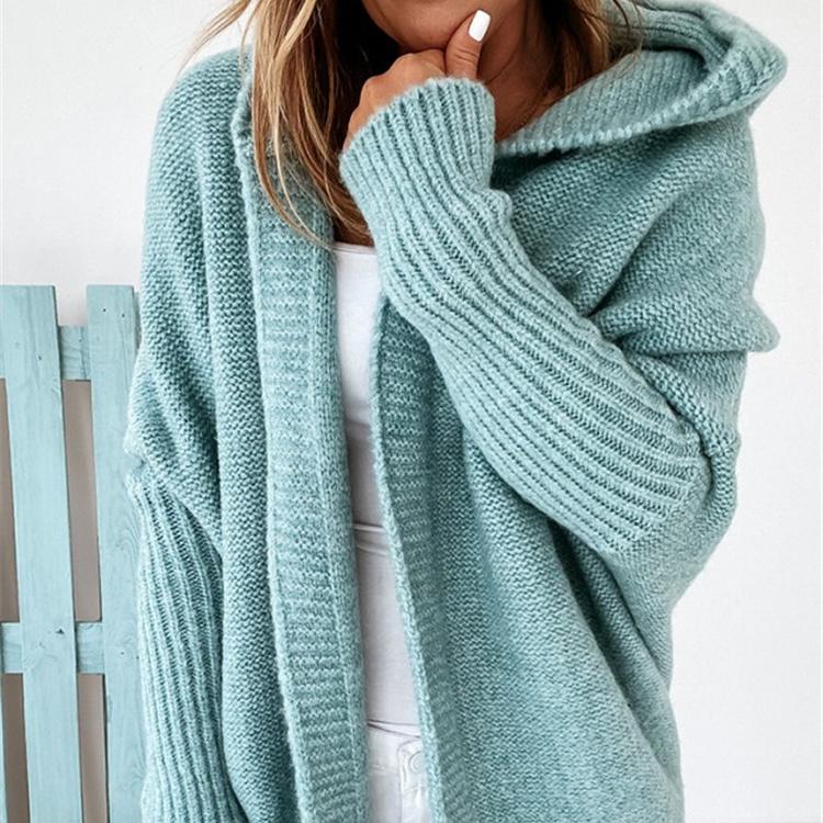 Mid-length All-match Cardigan Women Korean Fashion Loose Batwing Sleeve Sweaters Autumn  Loose Hooded Sweater Women's Jacket