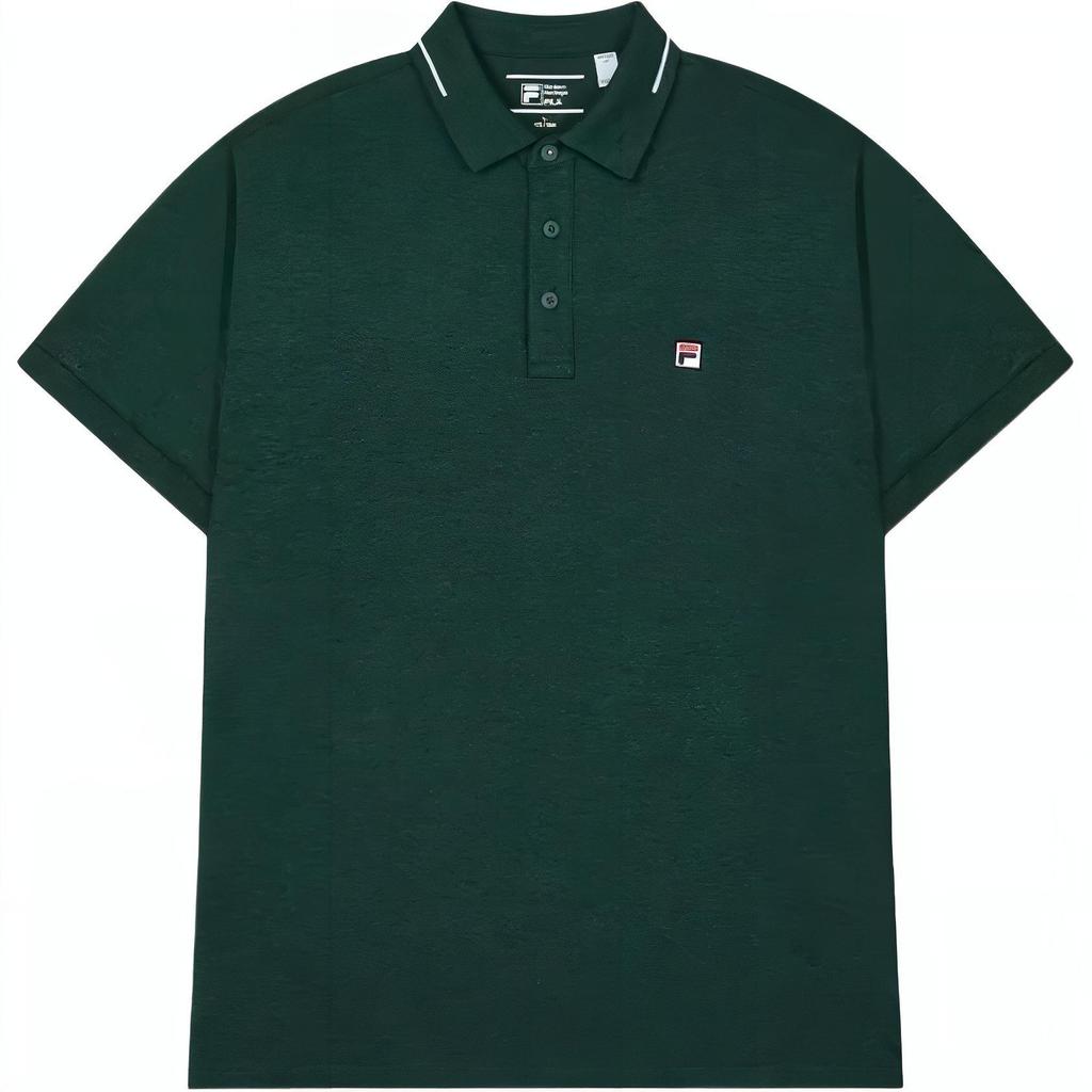 FILA Solid Color Sports Antibacterial Breathable Short Sleeve Polo Shirt Men Polo Shirts Green FI1M421107F-GN