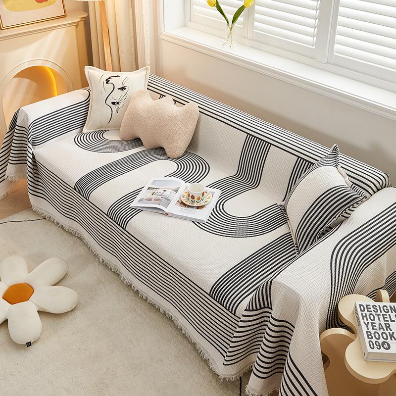 Modern Sofa Cover Throw Fringes Universal Couch Slipcover Sectional Furniture Protector Geometrical Sofa Towel for Pets Dogs