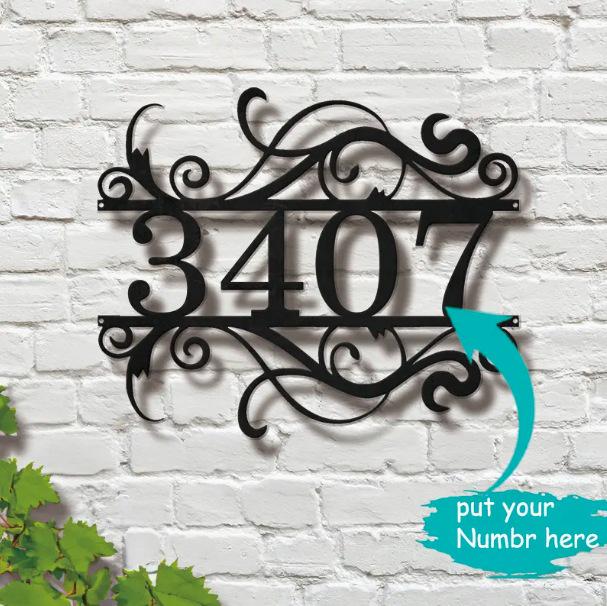 

Personalized Durable Metal Address Sign: Name & Number Outdoor Wall Art 30x20cm чорний