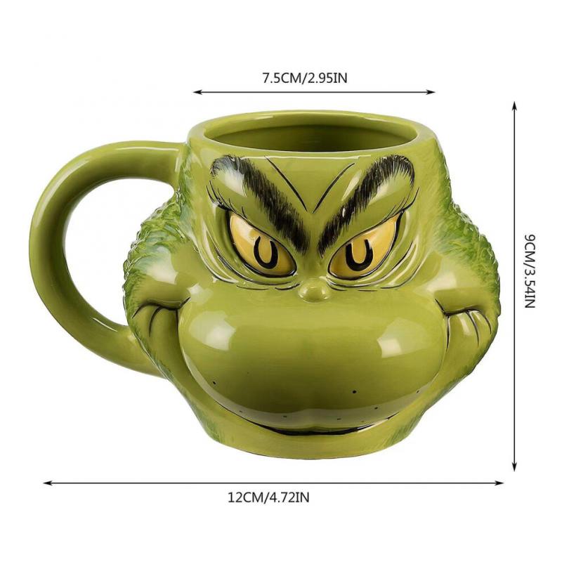 Qiqu Cup Grinch Big Belly Cup Sculpted Ceramic Mug