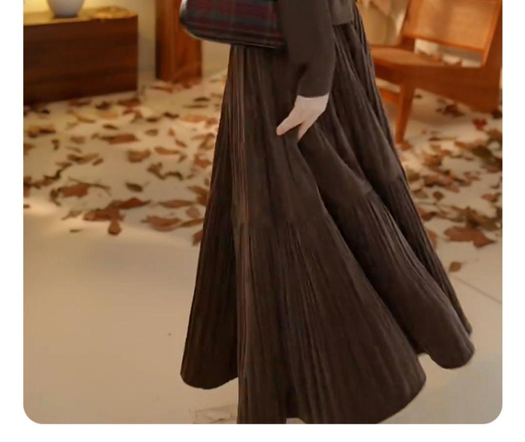 Gonna midi elegante a vita alta, linea ad A, da donna, Autunno/Inverno 2025, Ampio svaso, Design modellante.