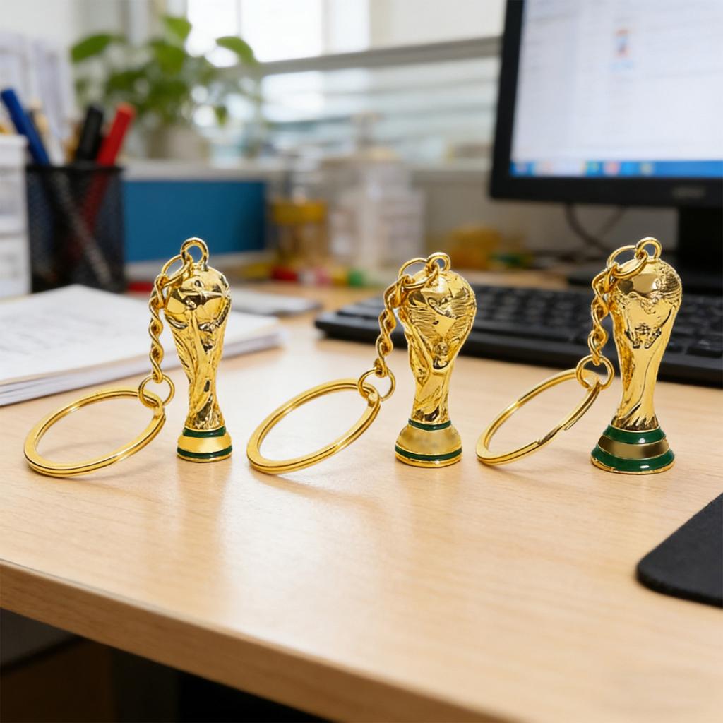 Metal Trophy Keychain Pendant, Fan Gift Decoration, Football Merchandise, Football Trophy Ornament