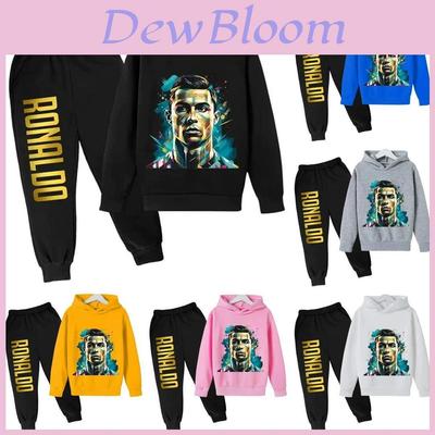 Ronaldo Cr7 Print Kinder Kapuzenpullover und Hose Set Für Winter Kinder Freizeitkleidung