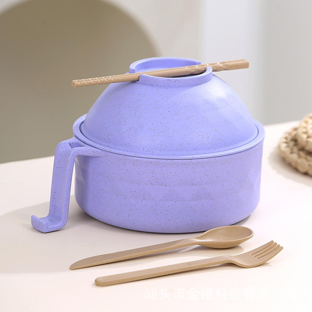 Instant Noodle Bowl Student Large Fiber Ramen Bowl Canteen Tableware Set Soup Six-piece Set