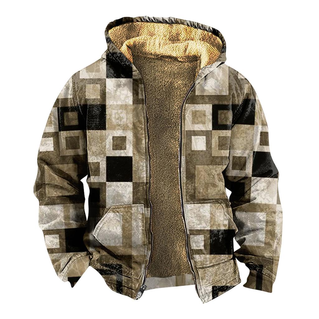 Pánský personalizovaný ležérní svetr s dlouhým rukávem na zip, hustý bavlněný oblek zimní