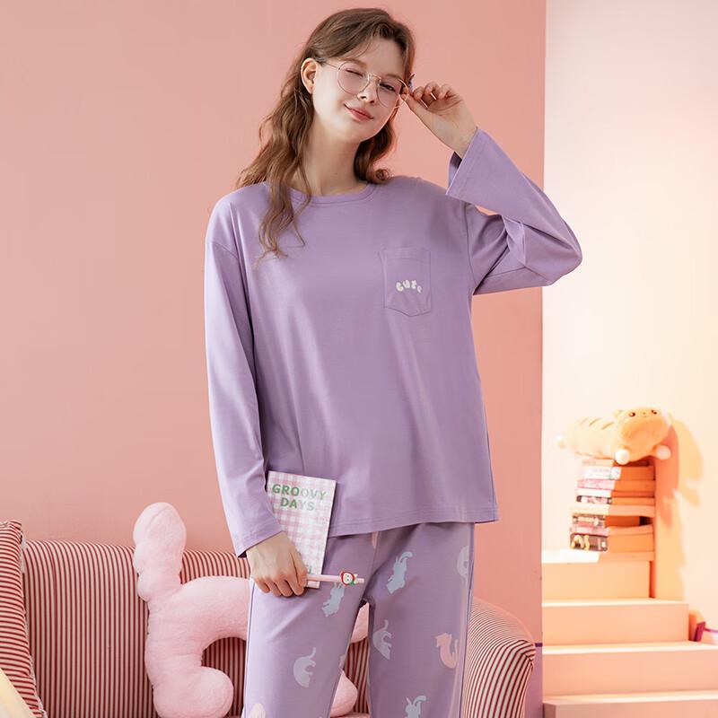 Fenteng Women's Cartoon Long-Sleeve Pure Cotton Pajama Set